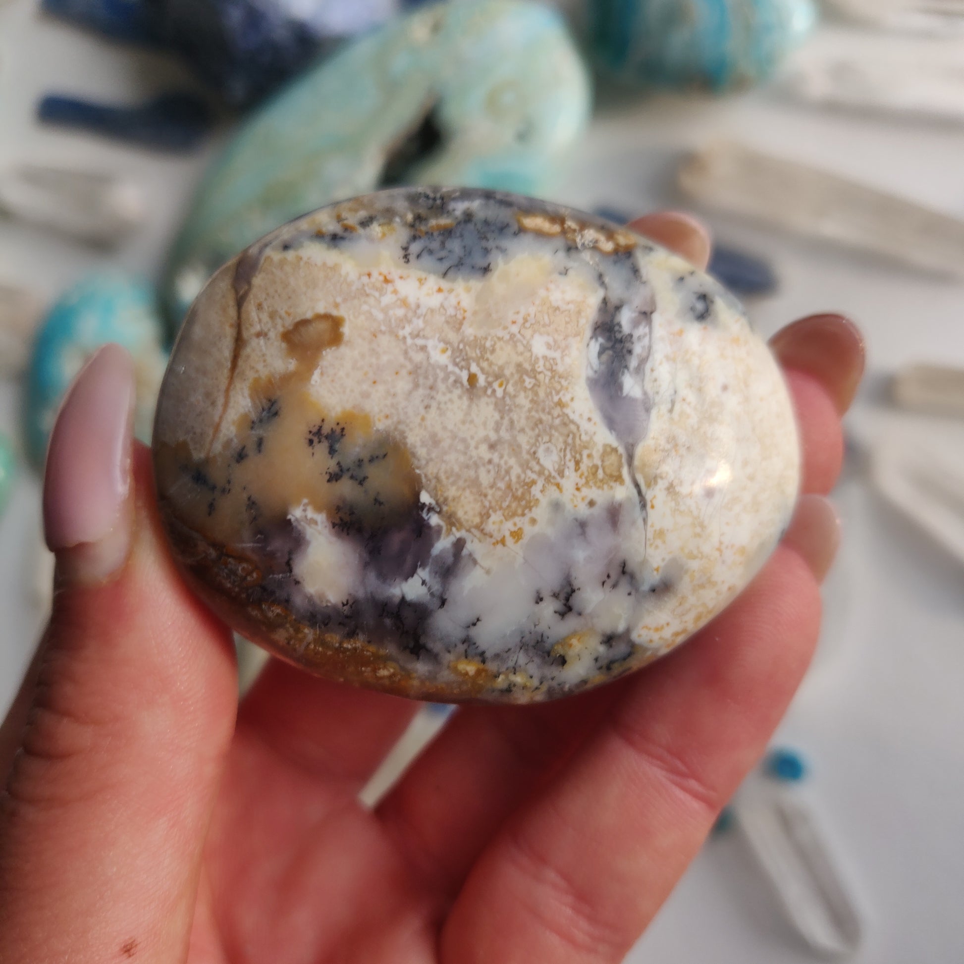 Purple Dendritic Opal Palm Stone (#44A) - Simply Affinity