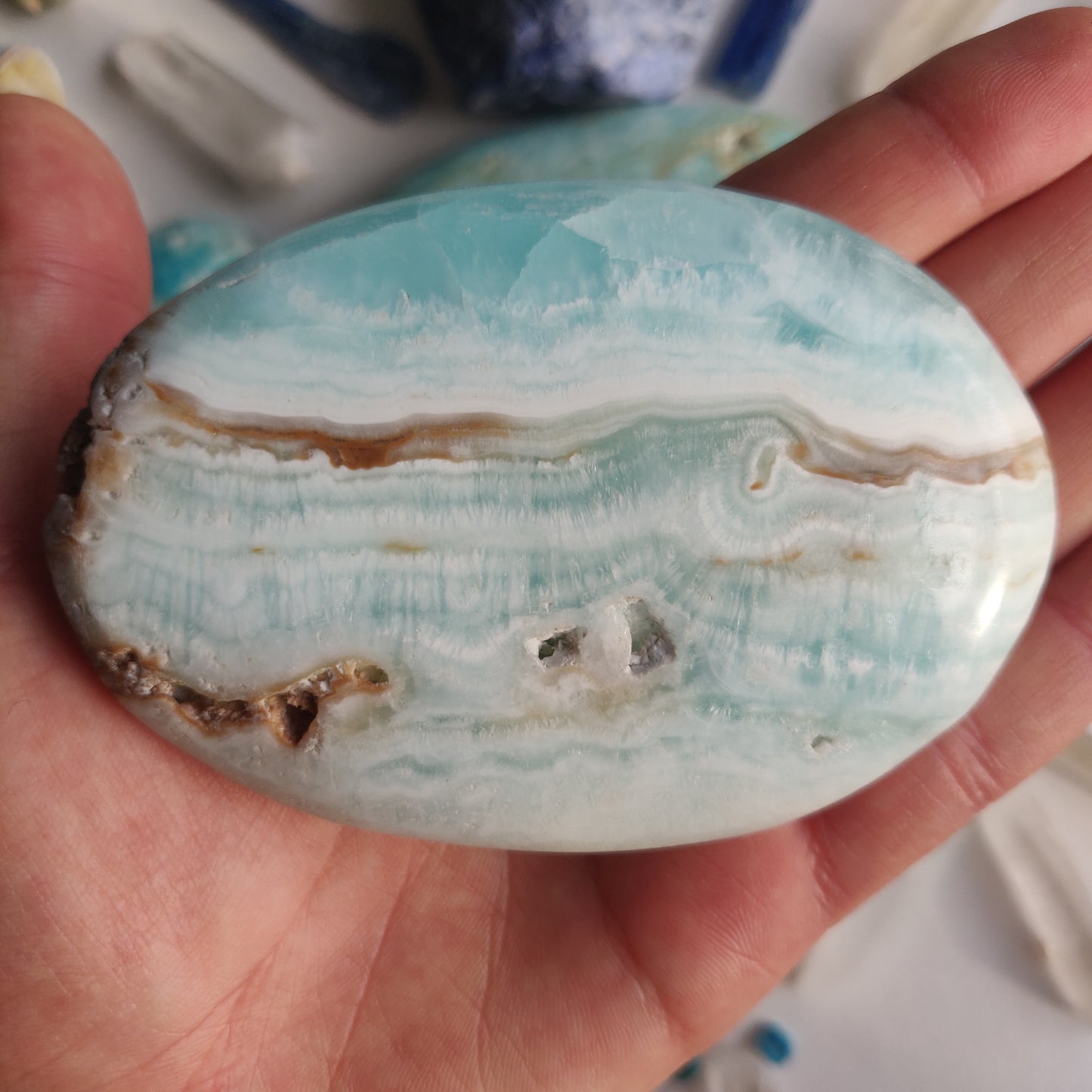 Caribbean Blue Calcite Palm Stone (#7) - Simply Affinity