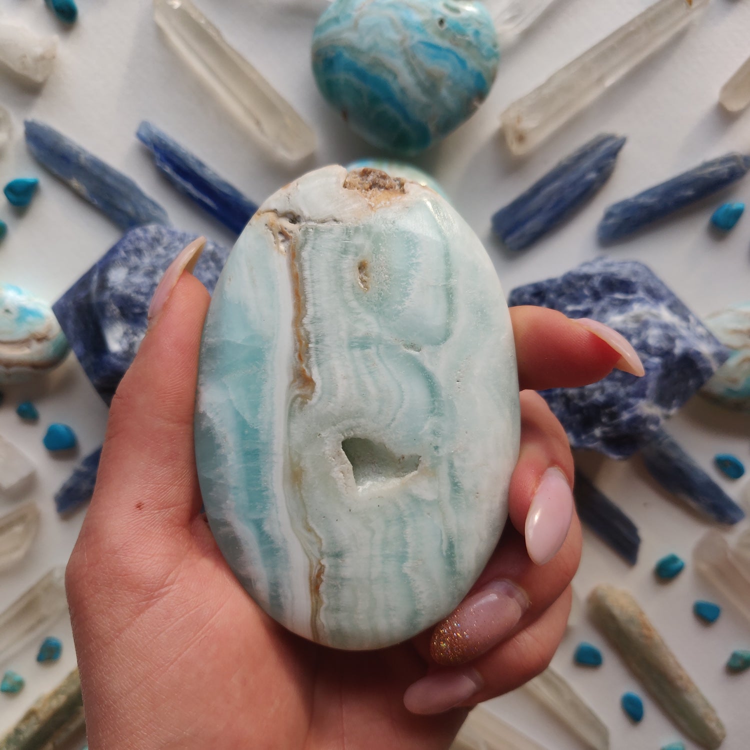 Caribbean Blue Calcite Palm Stone (#7) - Simply Affinity