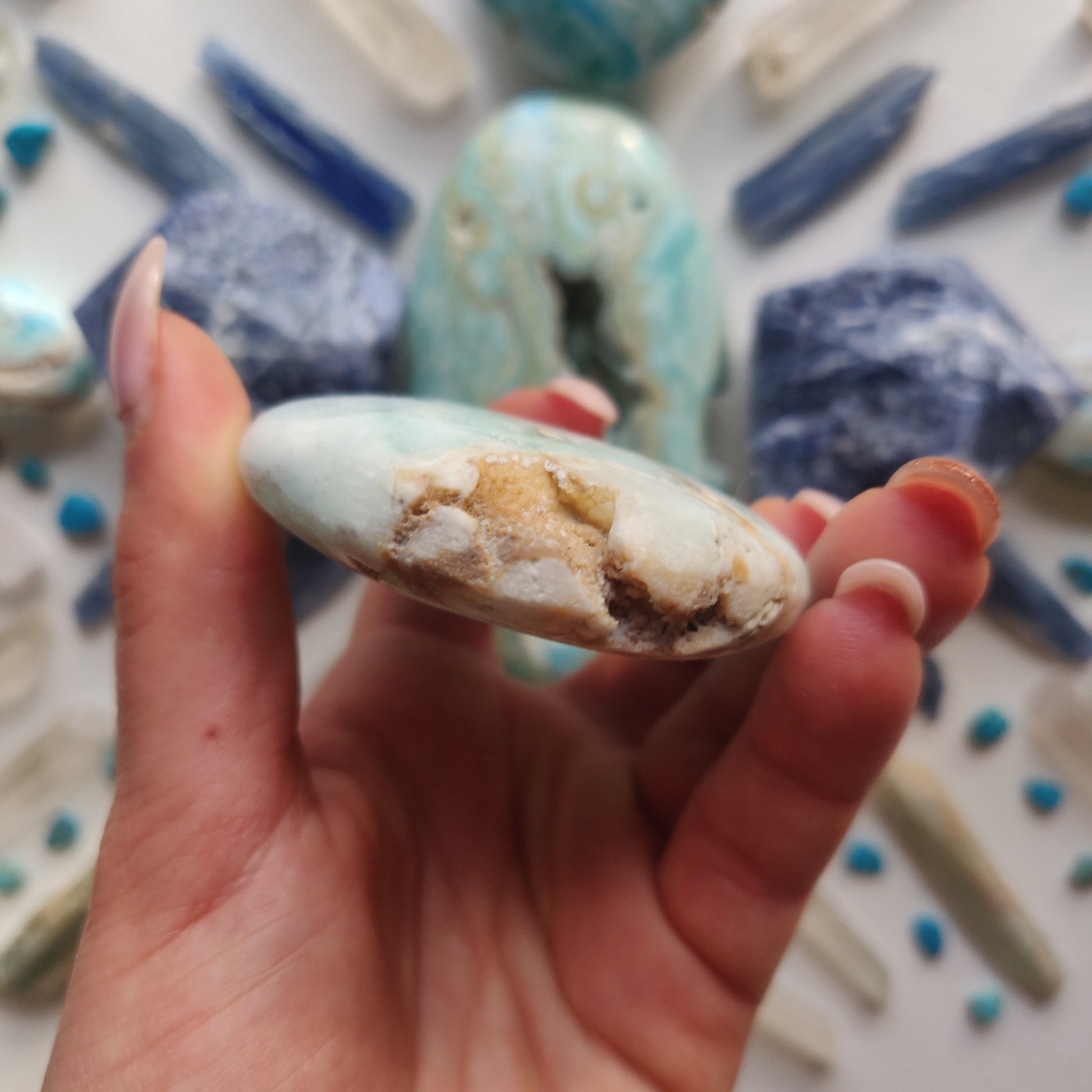 Caribbean Blue Calcite Palm Stone (#7) - Simply Affinity