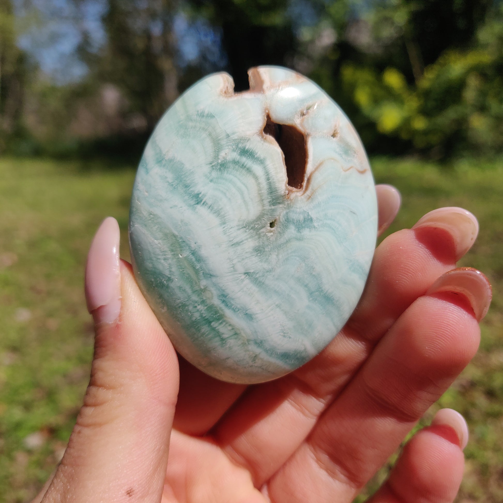 Blue Aragonite Palm Stone (#6) - Simply Affinity