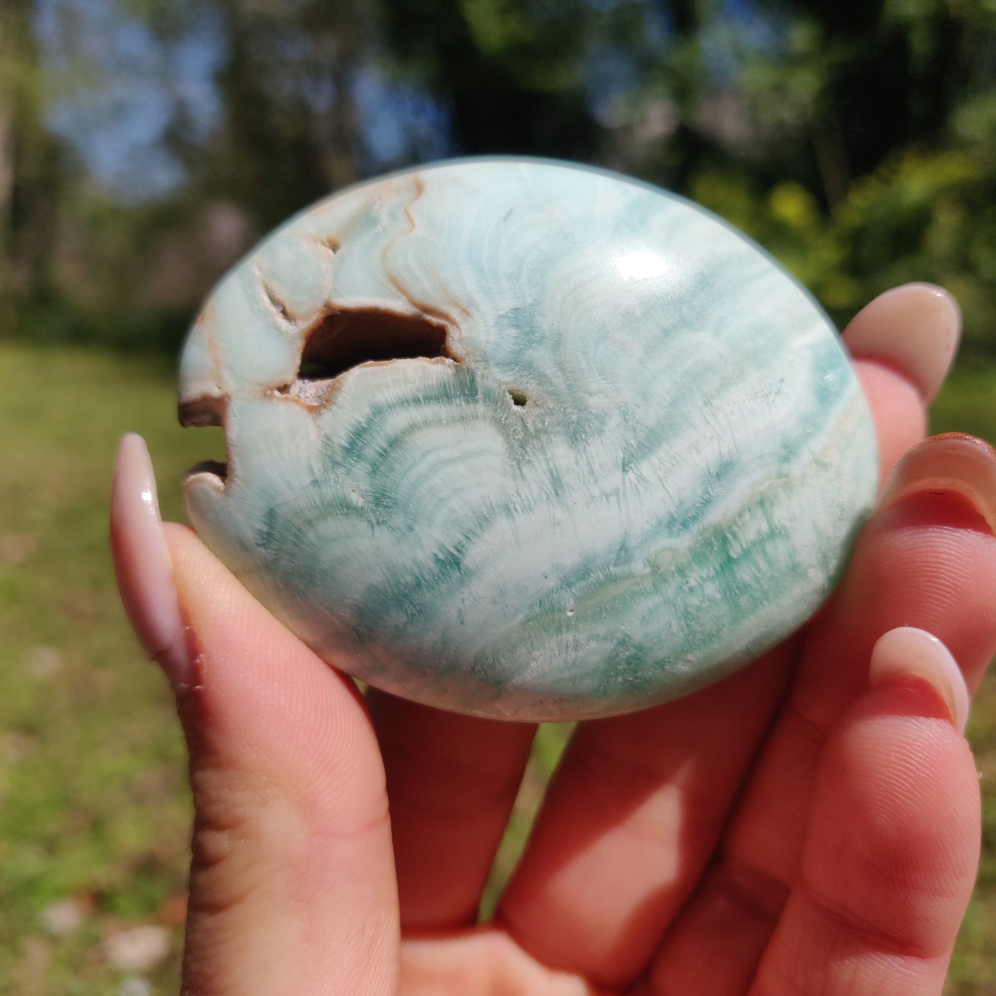 Blue Aragonite Palm Stone (#6) - Simply Affinity