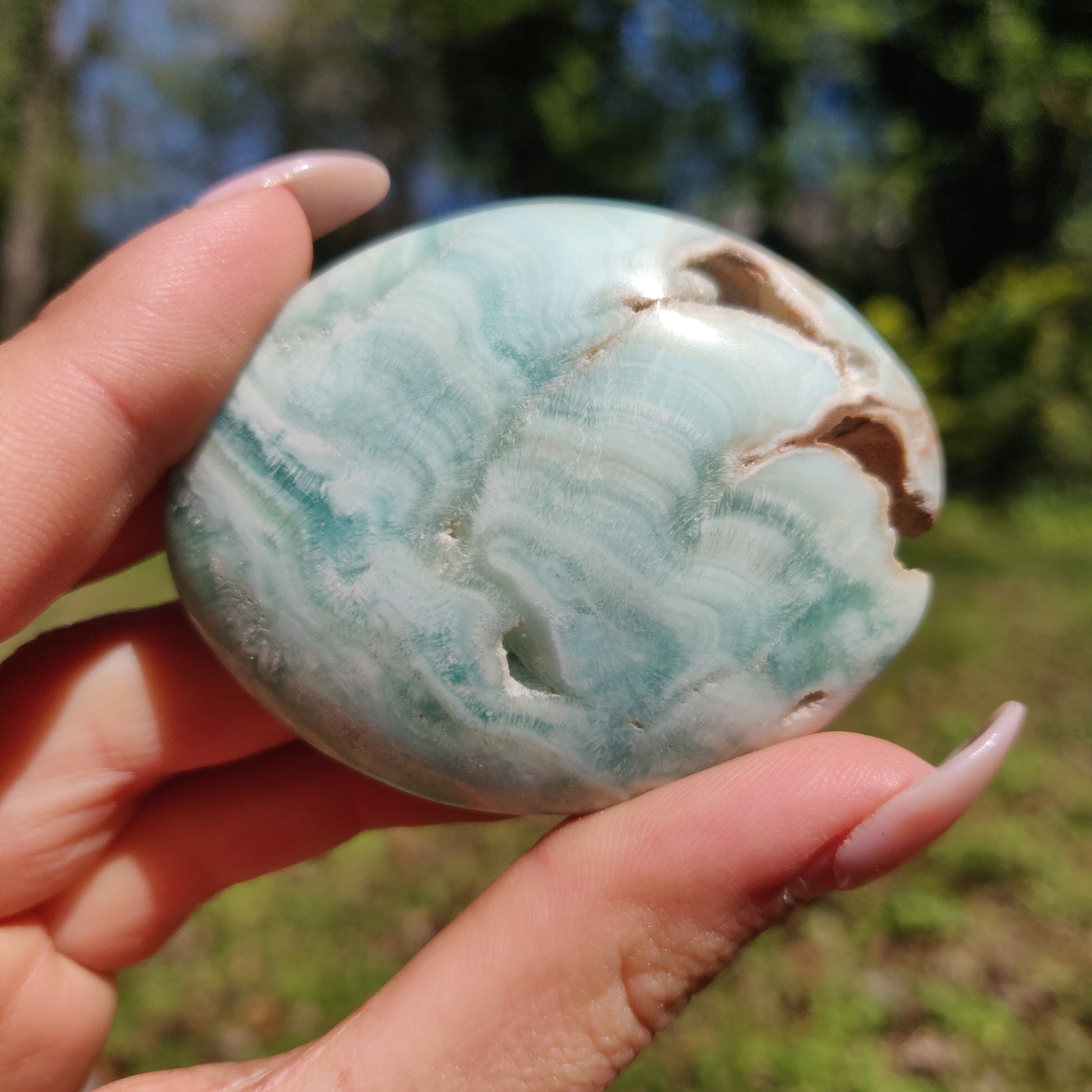 Blue Aragonite Palm Stone (#6) - Simply Affinity