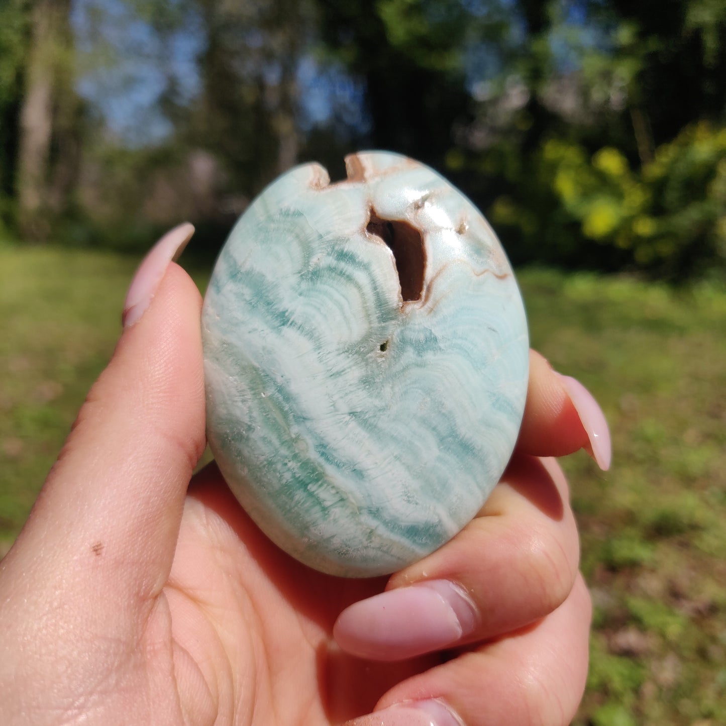 Blue Aragonite Palm Stone (#6) - Simply Affinity