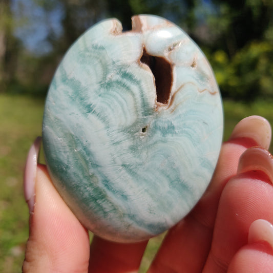 Blue Aragonite Palm Stone (#6) - Simply Affinity