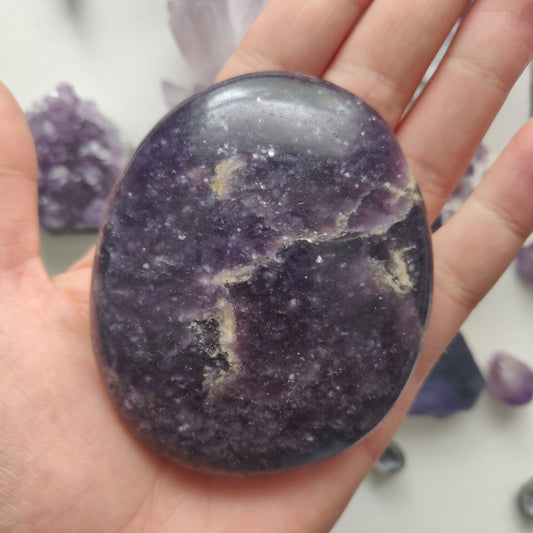 Lepidolite Palm Stone (#14a)