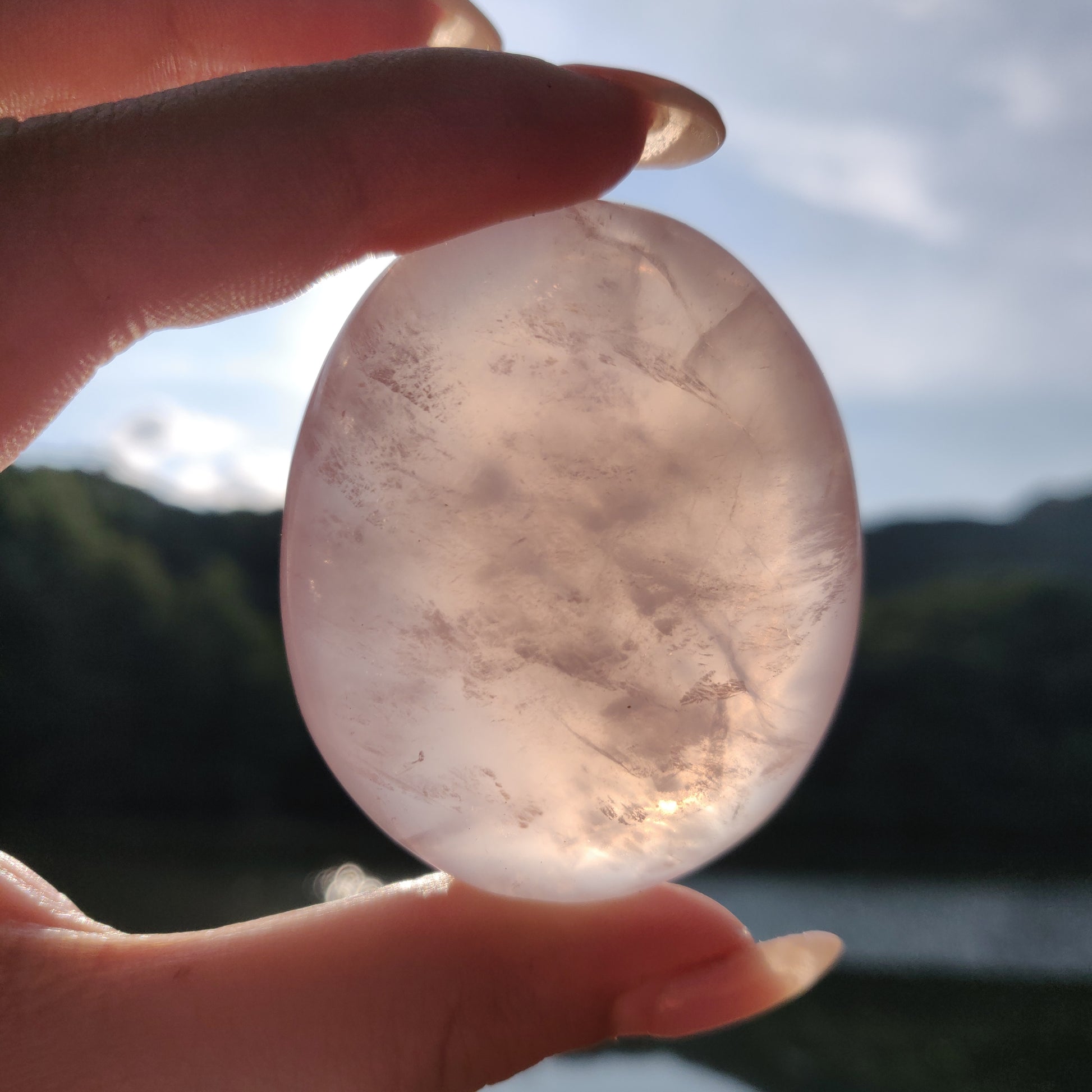 Rose Quartz Palm Stone, Star Rose Quartz (#4) - Simply Affinity