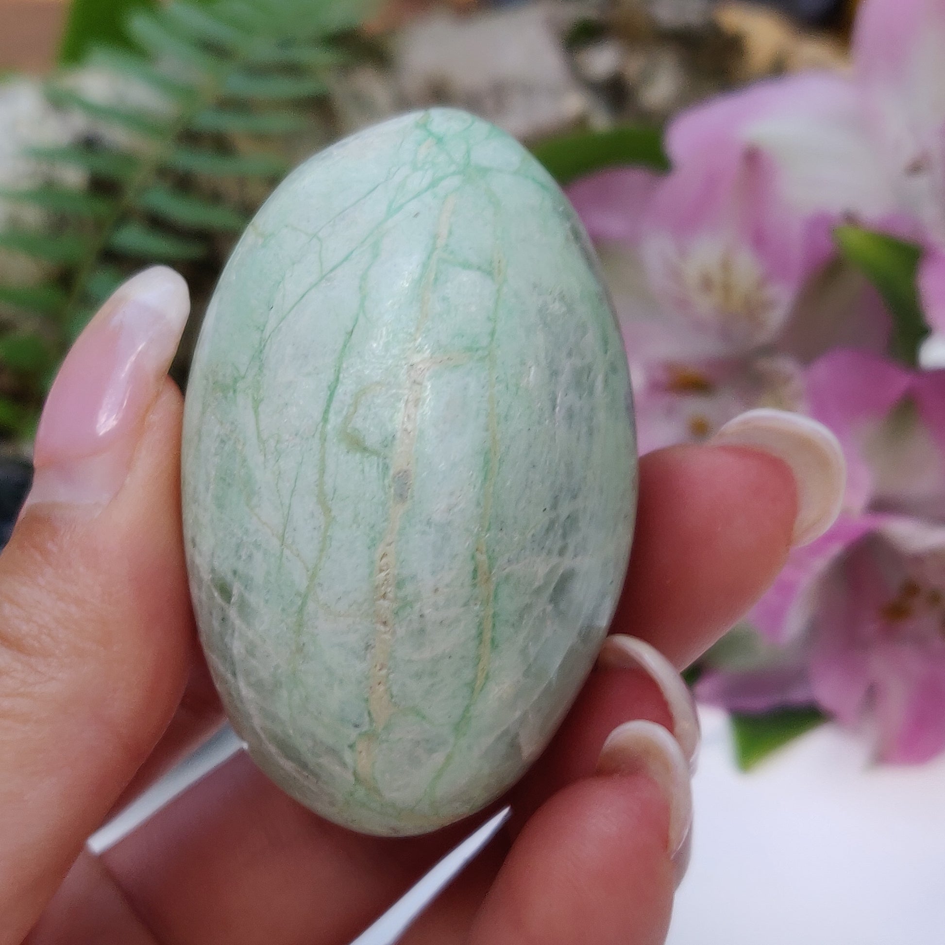 BLUE FLASH Garnierite Palm Stone (#11) - Simply Affinity