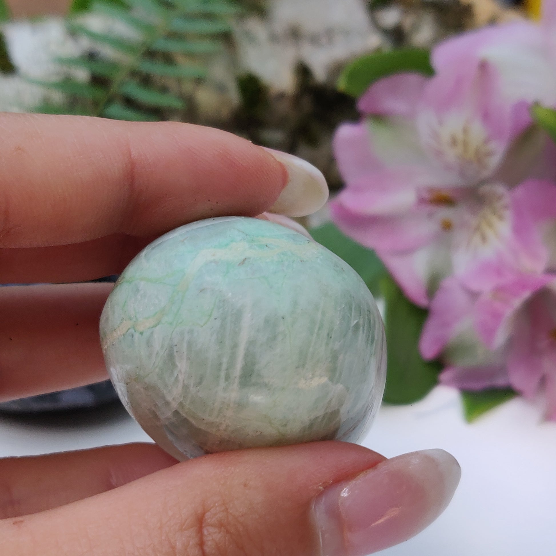 BLUE FLASH Garnierite Palm Stone (#11) - Simply Affinity