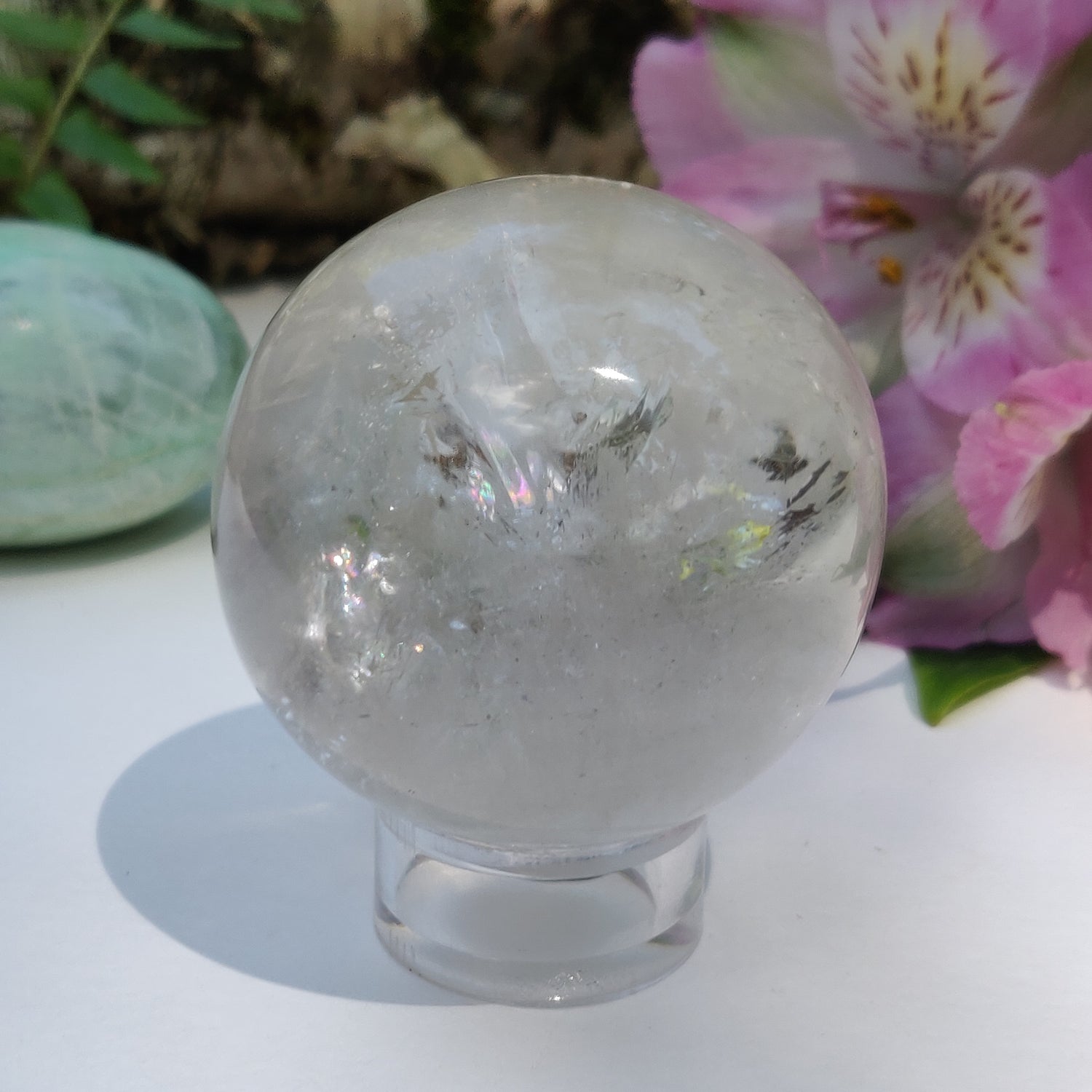 Clear Quartz Sphere with Rainbow Inclusions (#1) - Simply Affinity