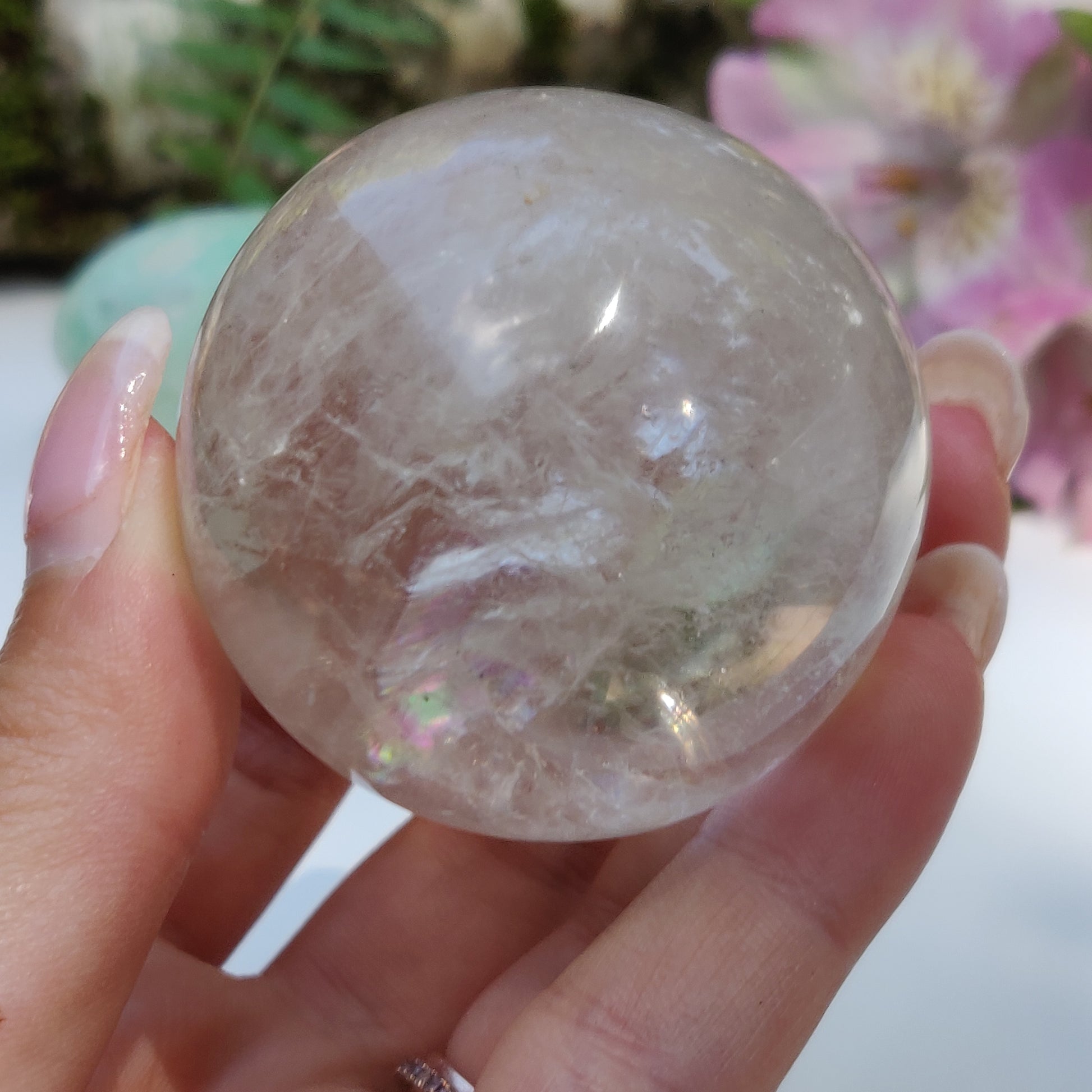 Clear Quartz Sphere with Rainbow Inclusions (#1) - Simply Affinity