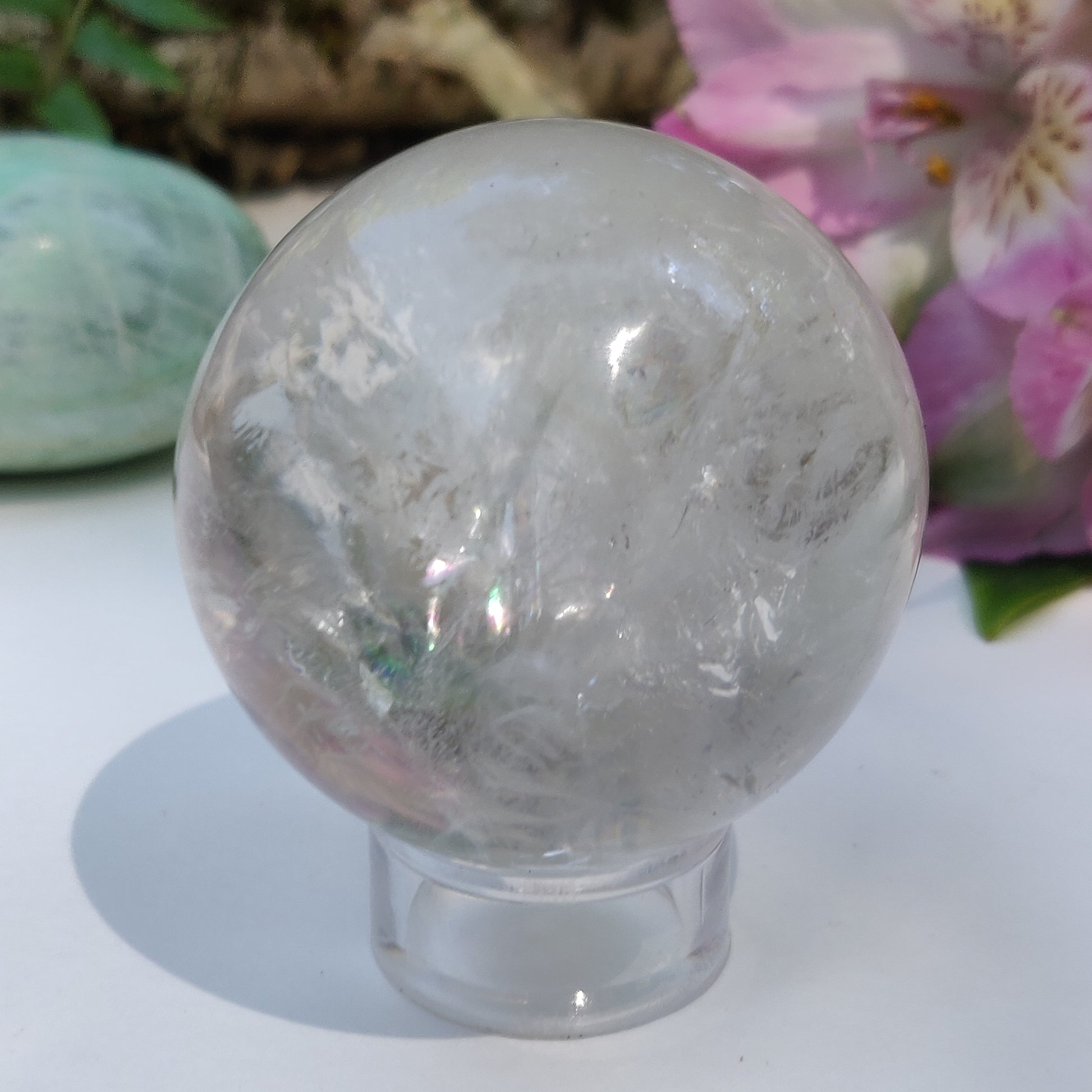 Clear Quartz Sphere with Rainbow Inclusions (#1) - Simply Affinity