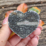 Black Amethyst Geode & Agate Heart (#20B)