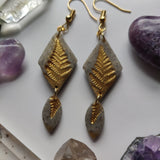 Handmade Polymer Clay Earrings - Golden Fern - Preorder - Simply Affinity