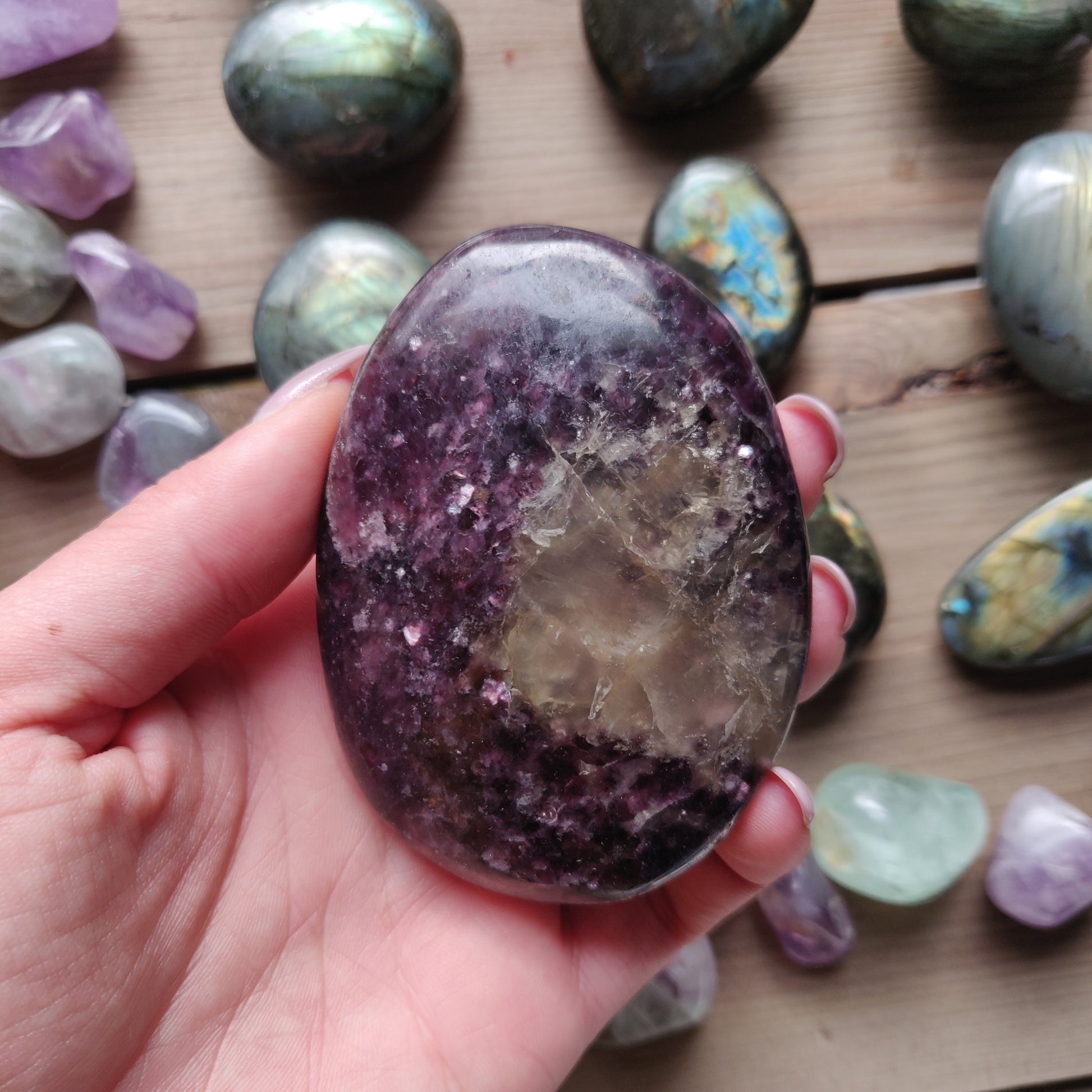 Lepidolite Palm Stone (#14A) - Simply Affinity