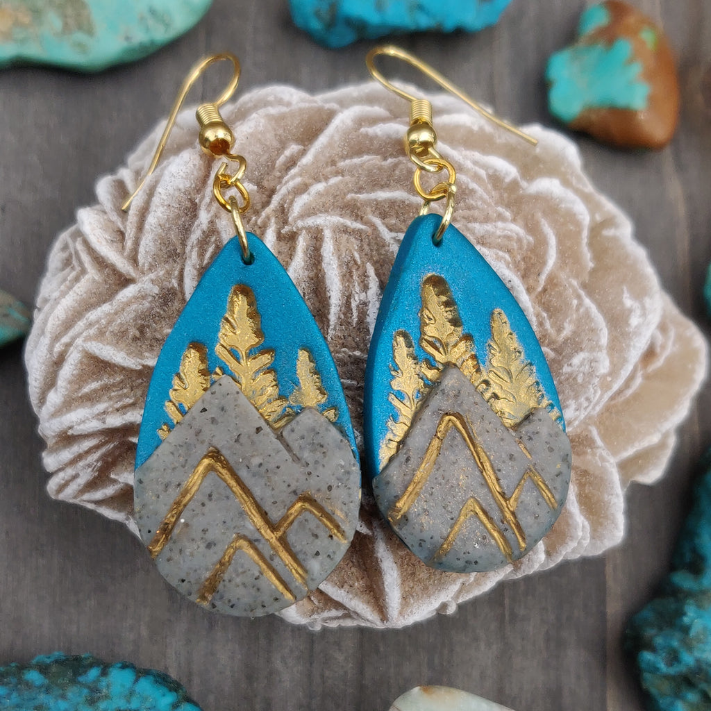 Pre-order - Handmade Polymer Clay Earrings - Rocky Mountains