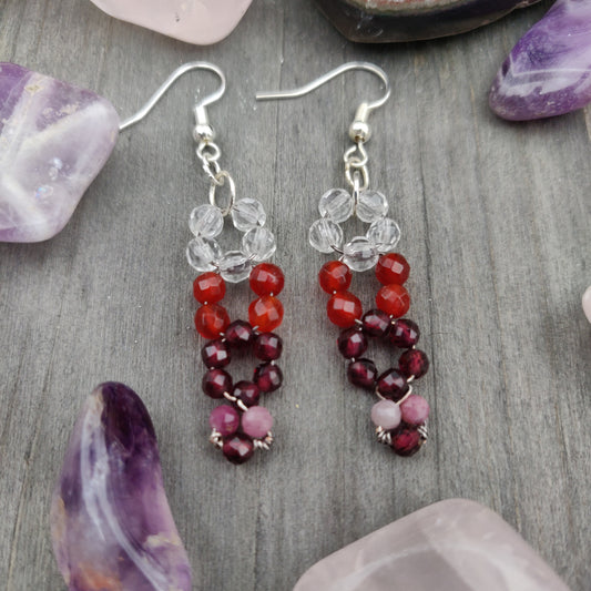Handmade Gemstone Earrings - Clear Quartz, Carnelian, Garnet, & Pink Tourmaline - Simply Affinity