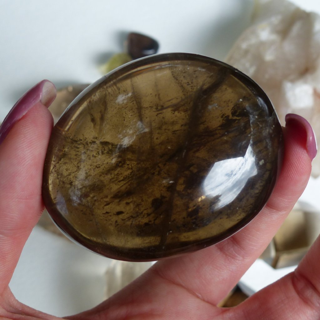 Smoky Quartz Palm Stone (#7)