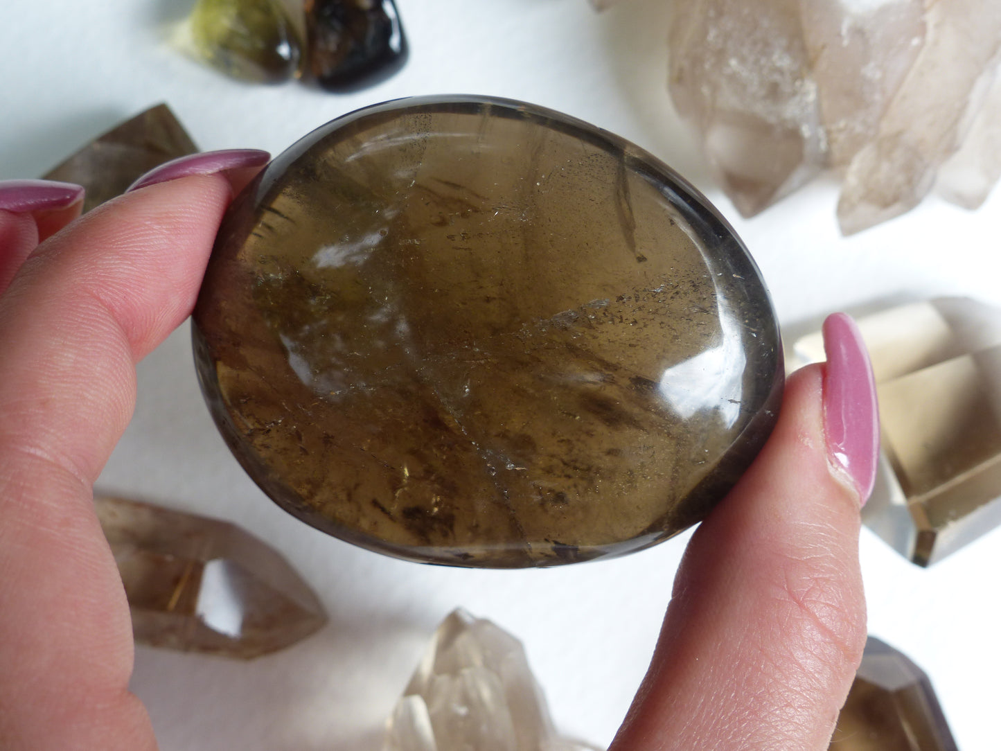 Smoky Quartz Palm Stone (#7)