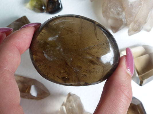 Smoky Quartz Palm Stone (#7)
