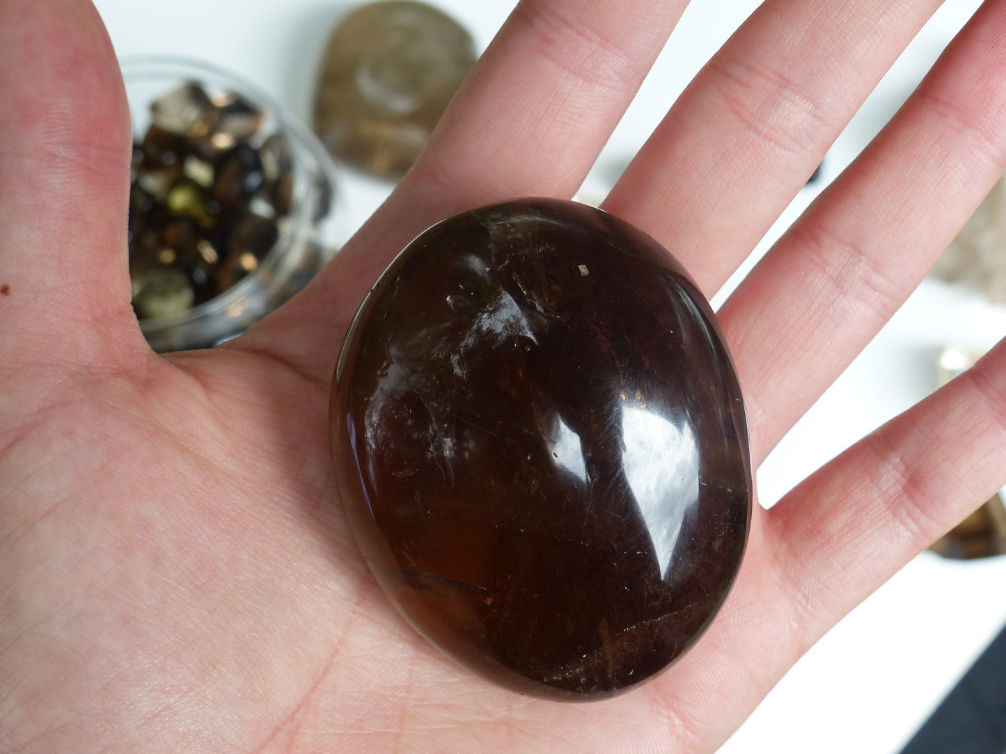 Smoky Quartz Palm Stone (#7)