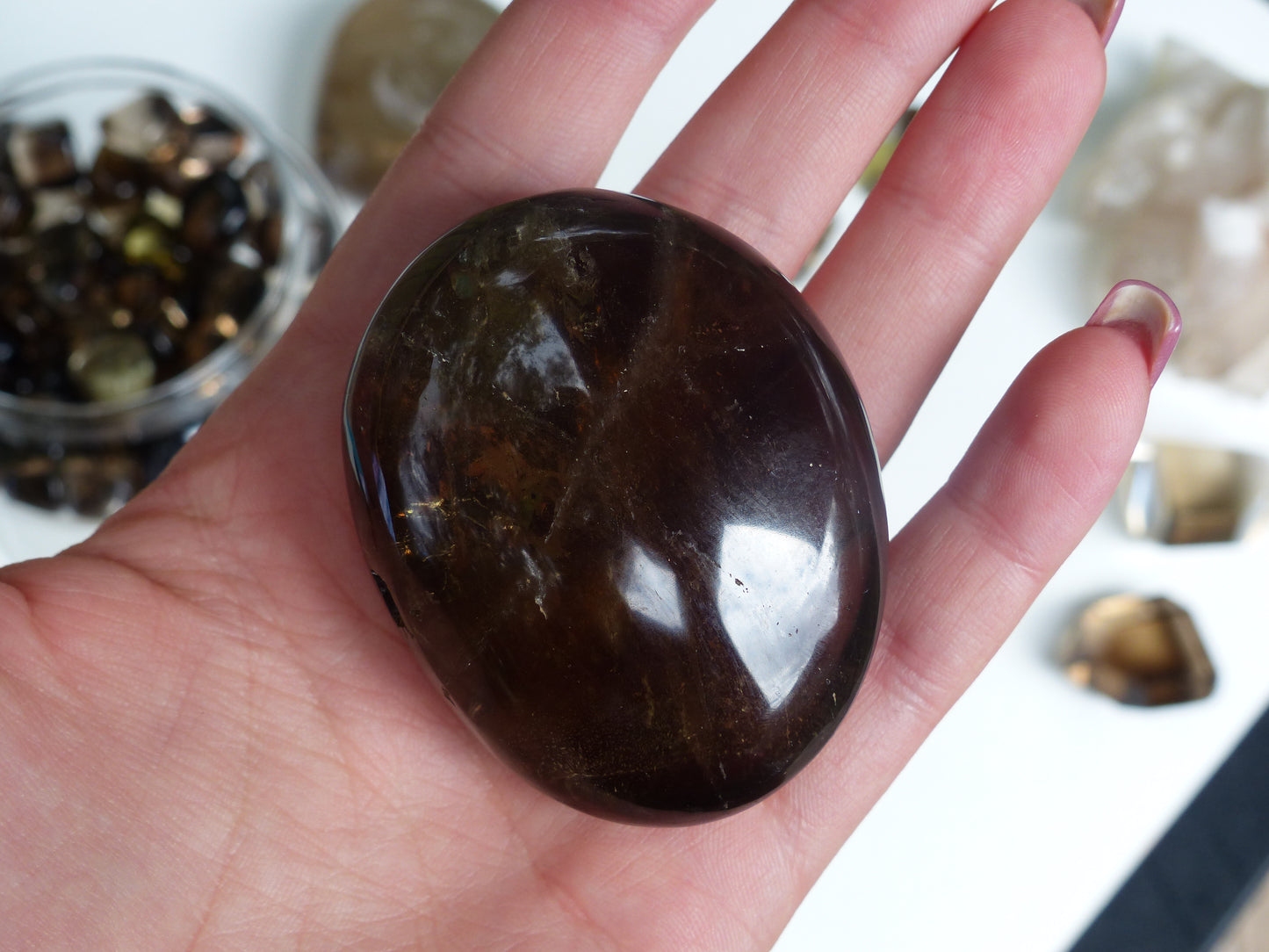 Smoky Quartz Palm Stone (#7)