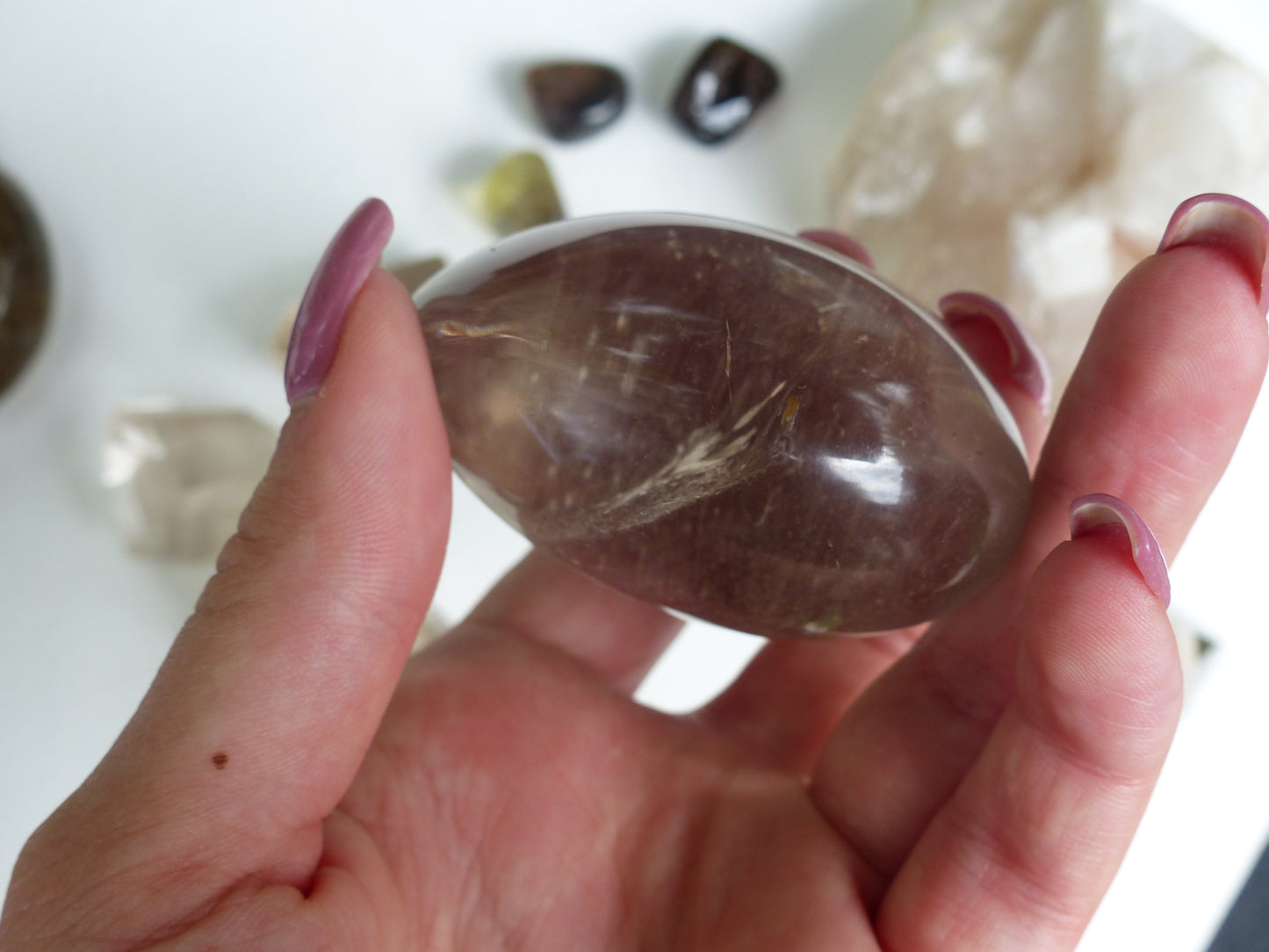 Smoky Quartz Palm Stone (#8)