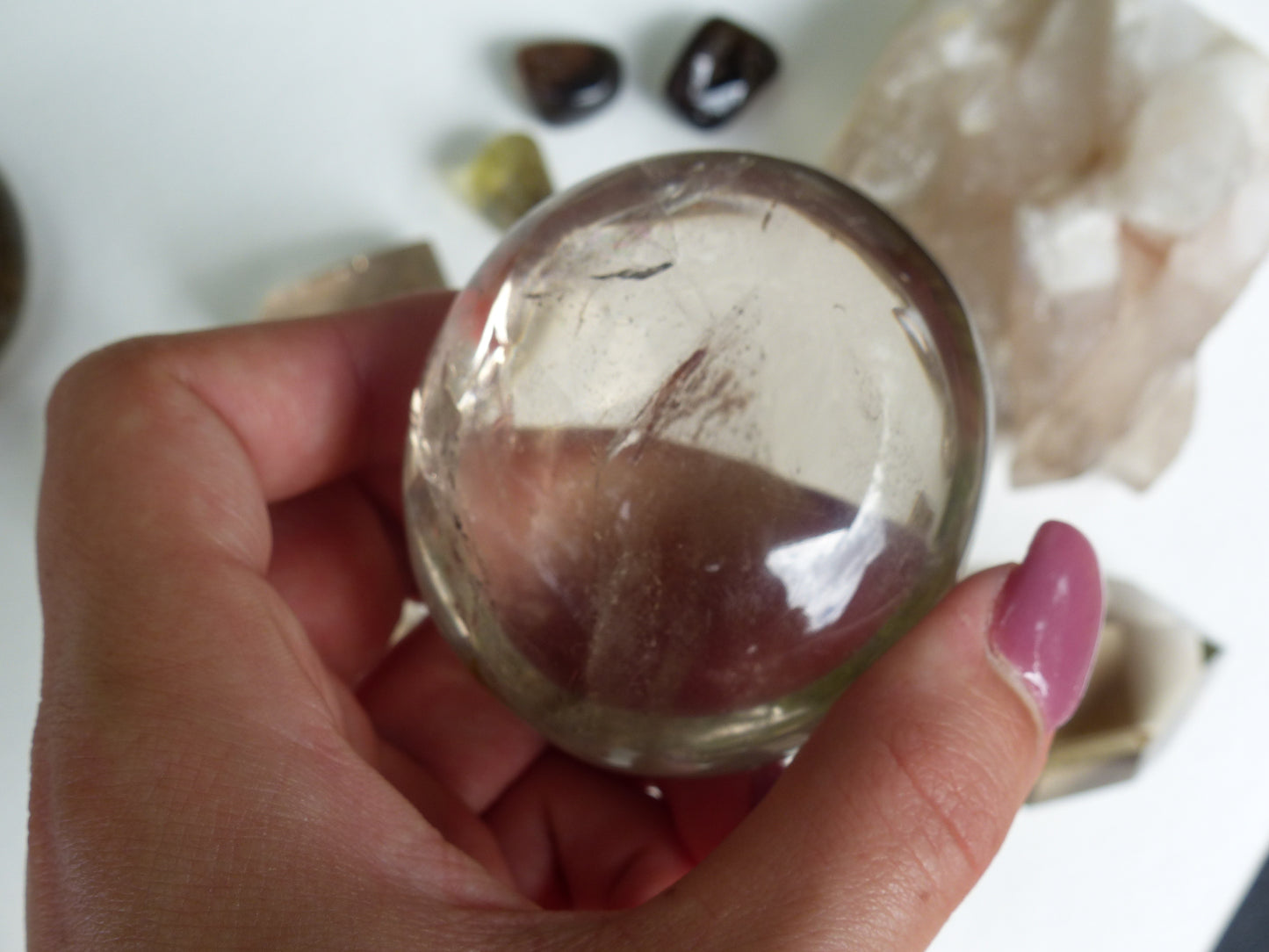 Smoky Quartz Palm Stone (#8)
