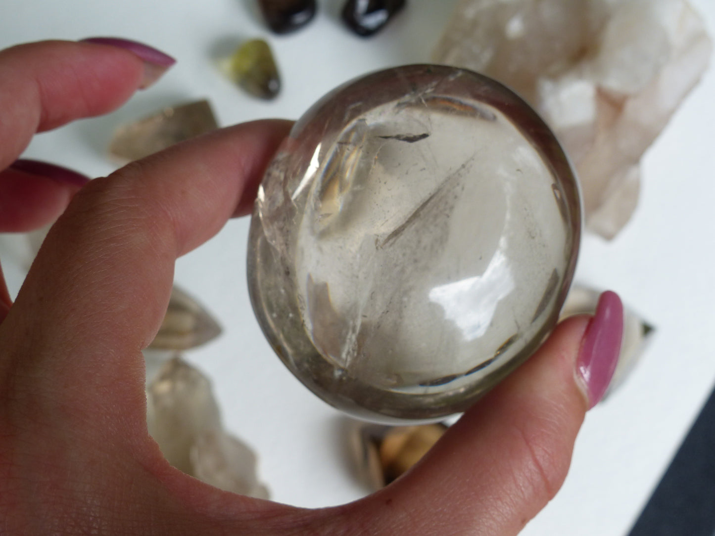 Smoky Quartz Palm Stone (#8)