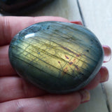 Labradorite Pocket Stone, Golden Green & Blue Labradorite (#23)