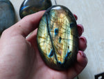 Labradorite Palm Stone, Golden Green Labradorite (#21)