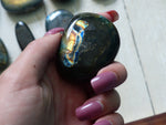 Labradorite Palm Stone, Firey Yellow & Orange Labradorite (#13)