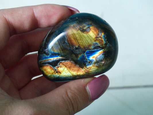 Labradorite Palm Stone, Firey Yellow & Orange Labradorite (#13)