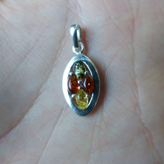 Multicolored Baltic Amber Pendant in Sterling Silver (#5) - Simply Affinity