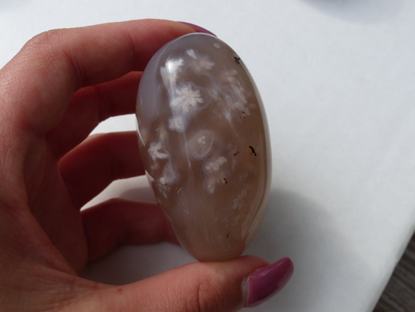 Flower Agate Palm Stone (#6)
