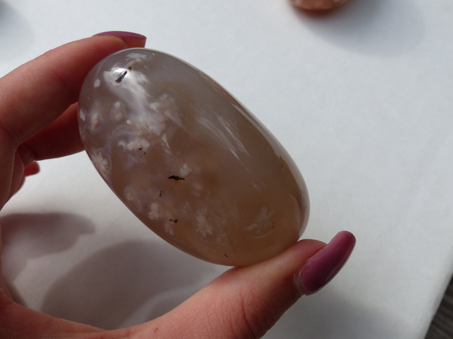 Flower Agate Palm Stone (#6)