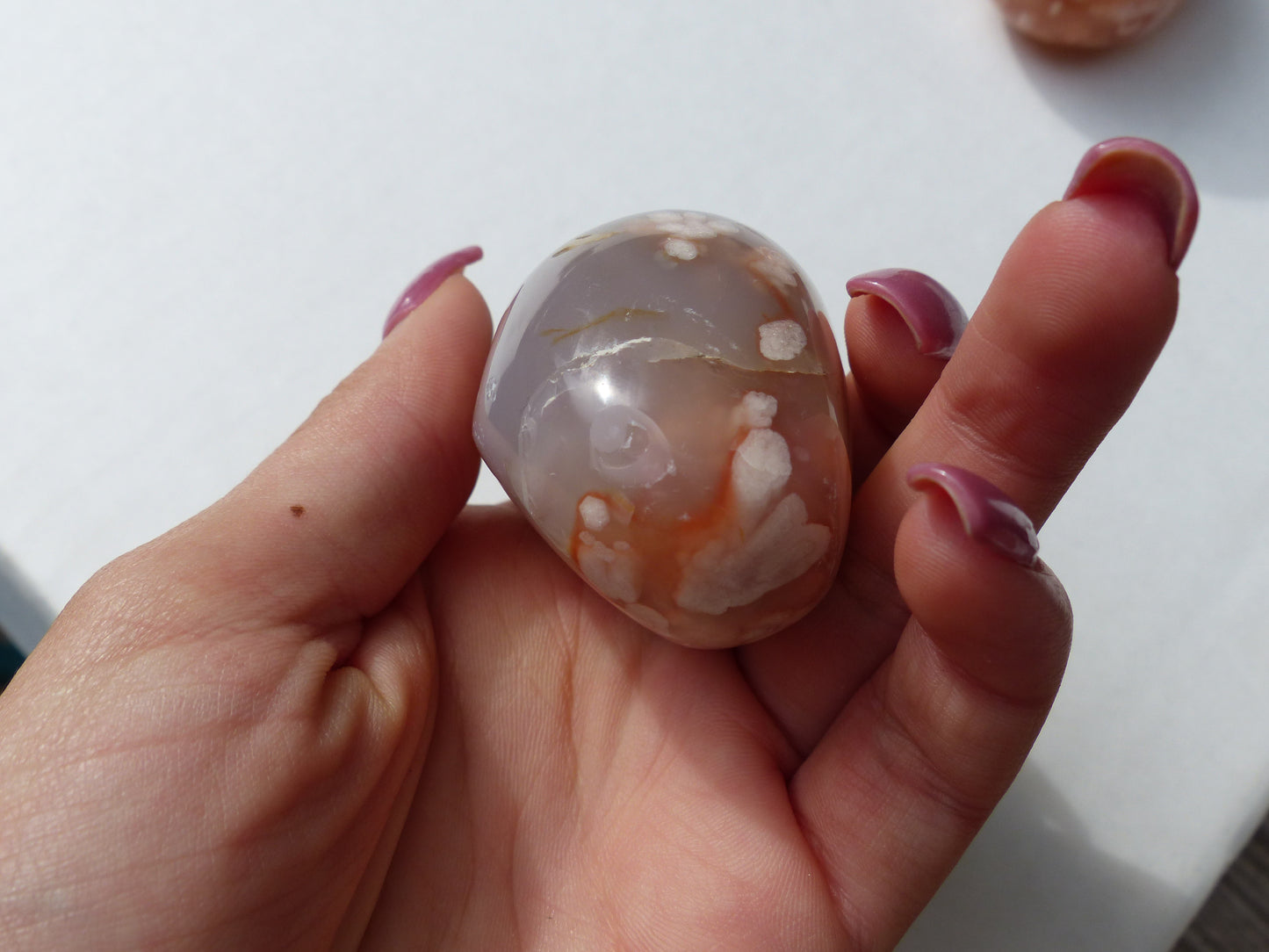 Flower Agate Palm Stone (#7)