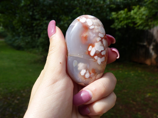 Flower Agate Palm Stone (#7)