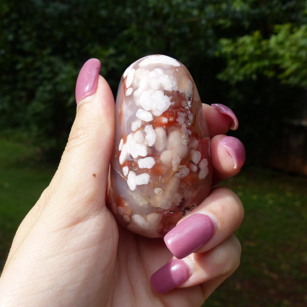 Flower Agate Palm Stone (#7)