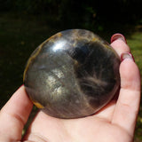 Black Moonstone Palm Stone with Olive Green FLASH! (#7) - Simply Affinity