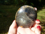 Black Moonstone Palm Stone with Olive Green FLASH! (#7) - Simply Affinity