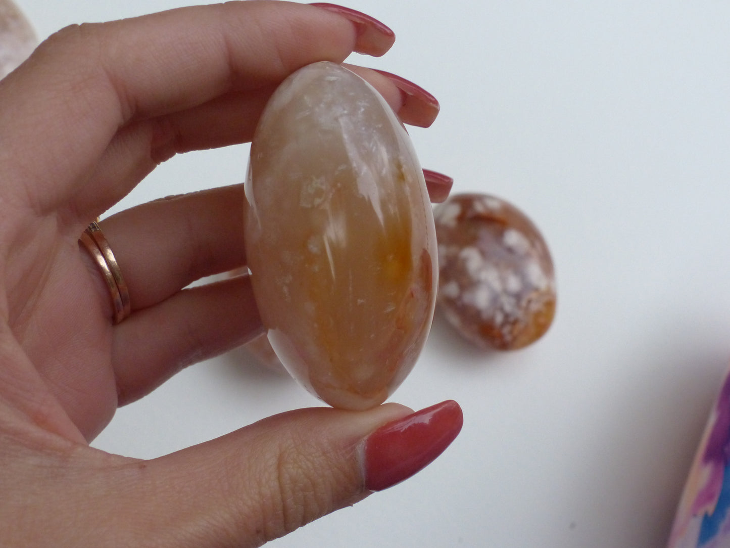 Flower Agate Palm Stone (#12)