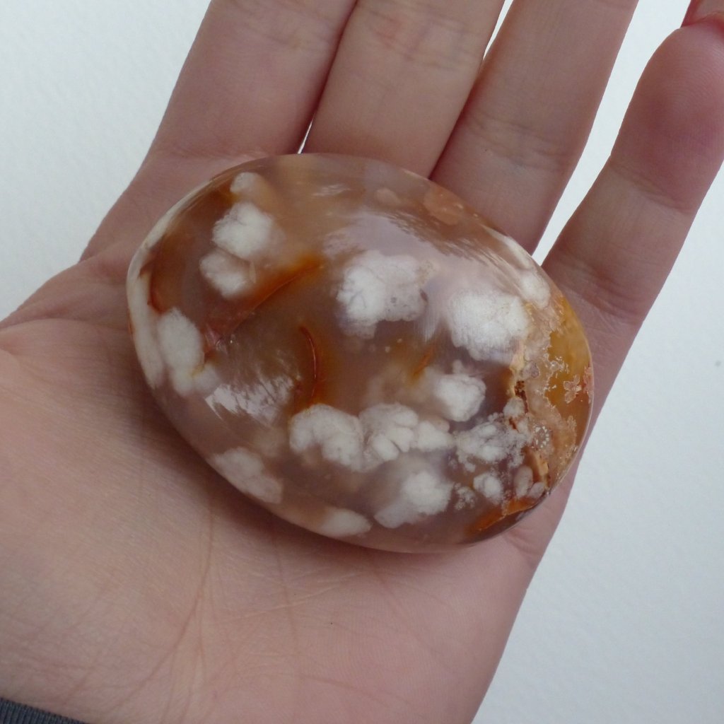 Flower Agate Palm Stone (#2)