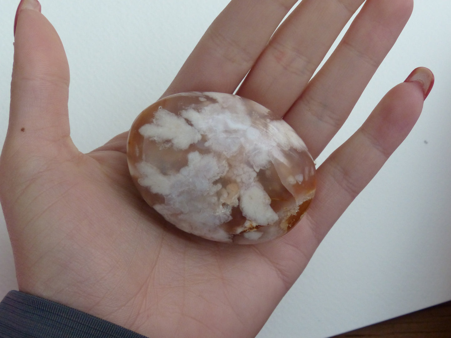 Flower Agate Palm Stone (#2)
