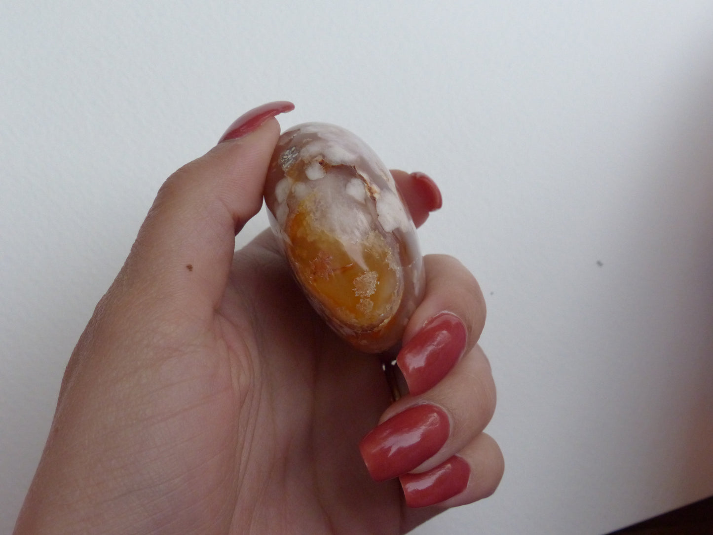 Flower Agate Palm Stone (#2)