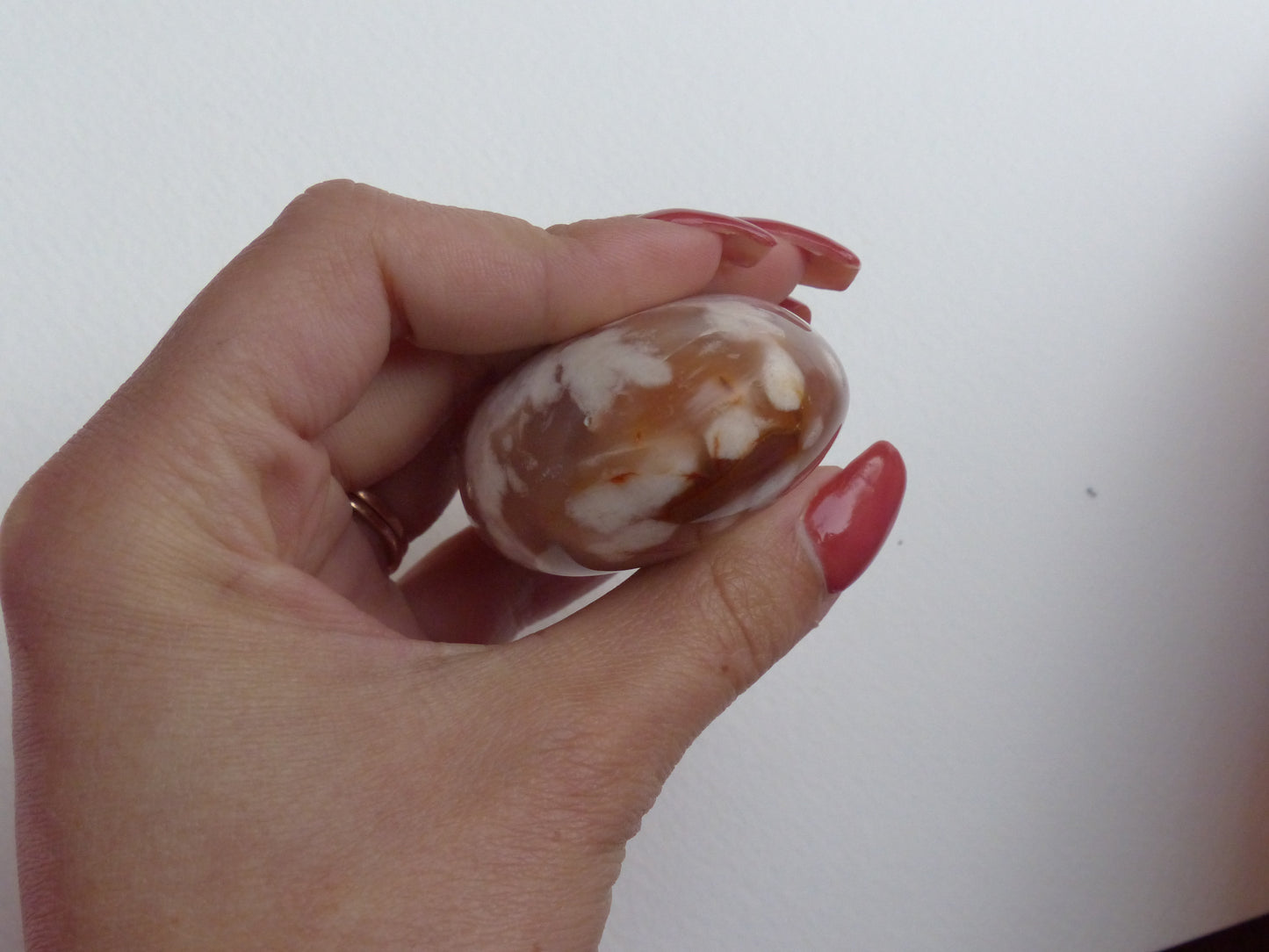 Flower Agate Palm Stone (#2)