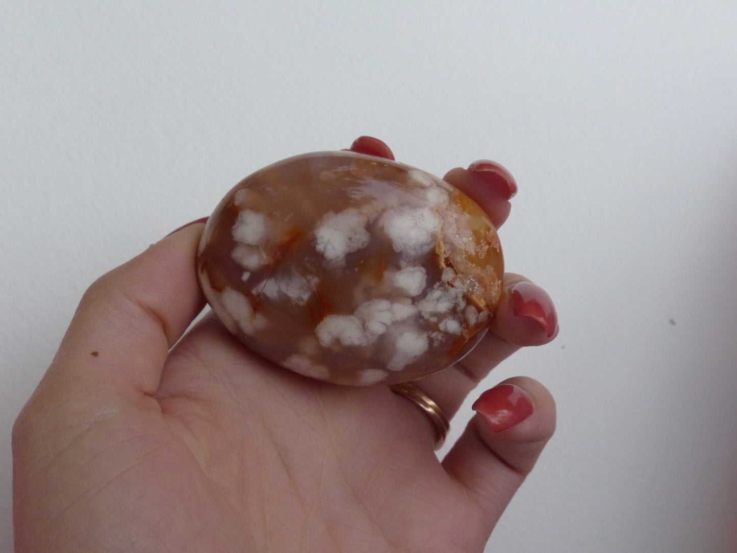 Flower Agate Palm Stone (#2)