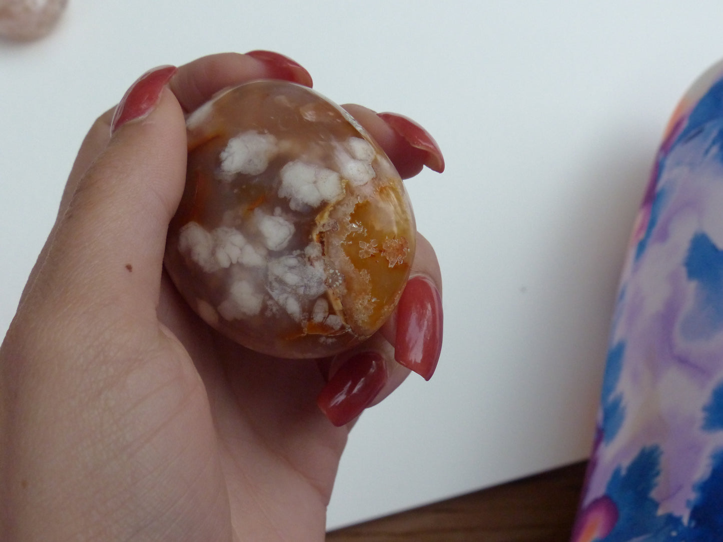 Flower Agate Palm Stone (#2)