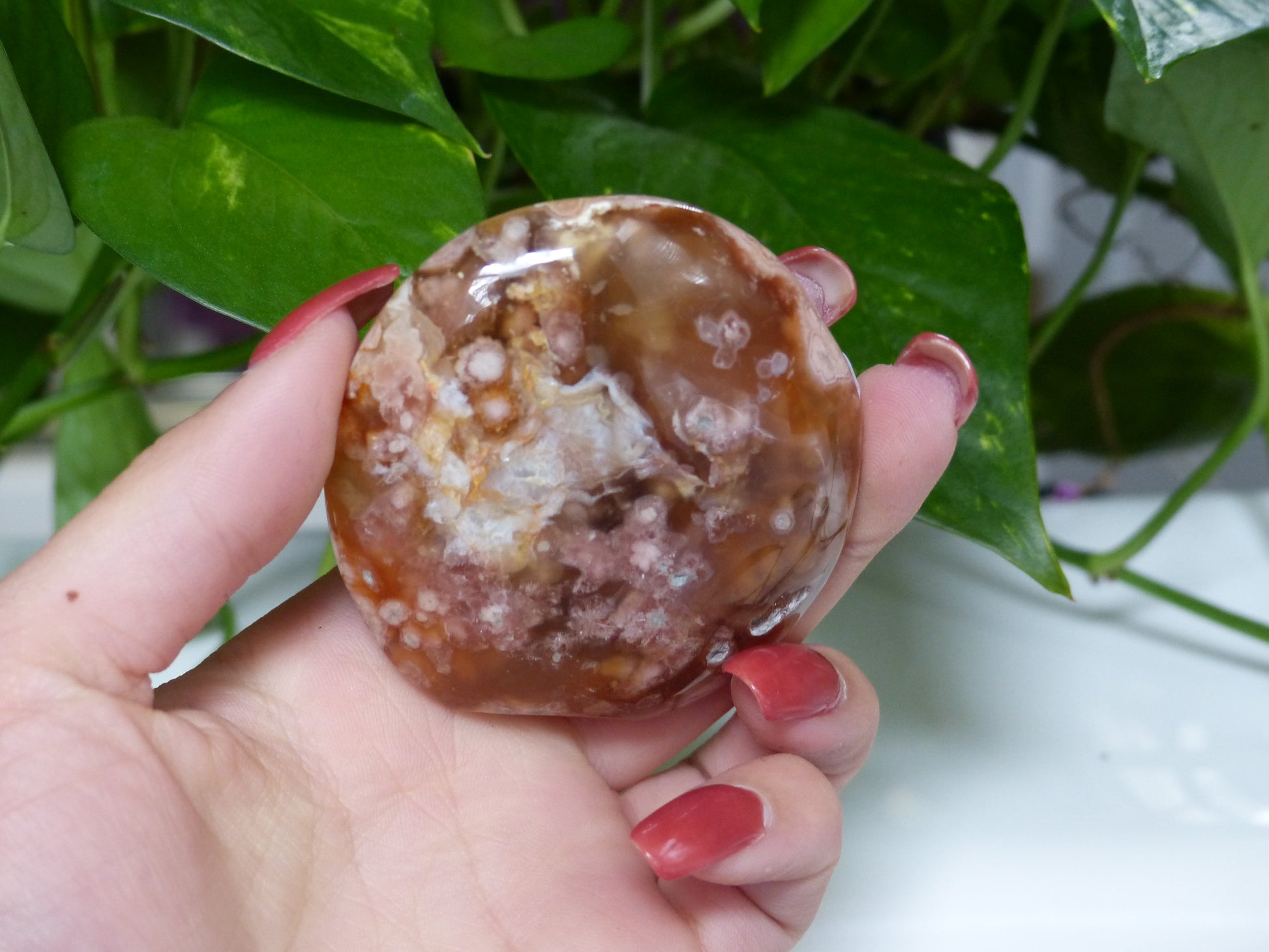 Flower Agate Palm Stone (#17) - Simply Affinity
