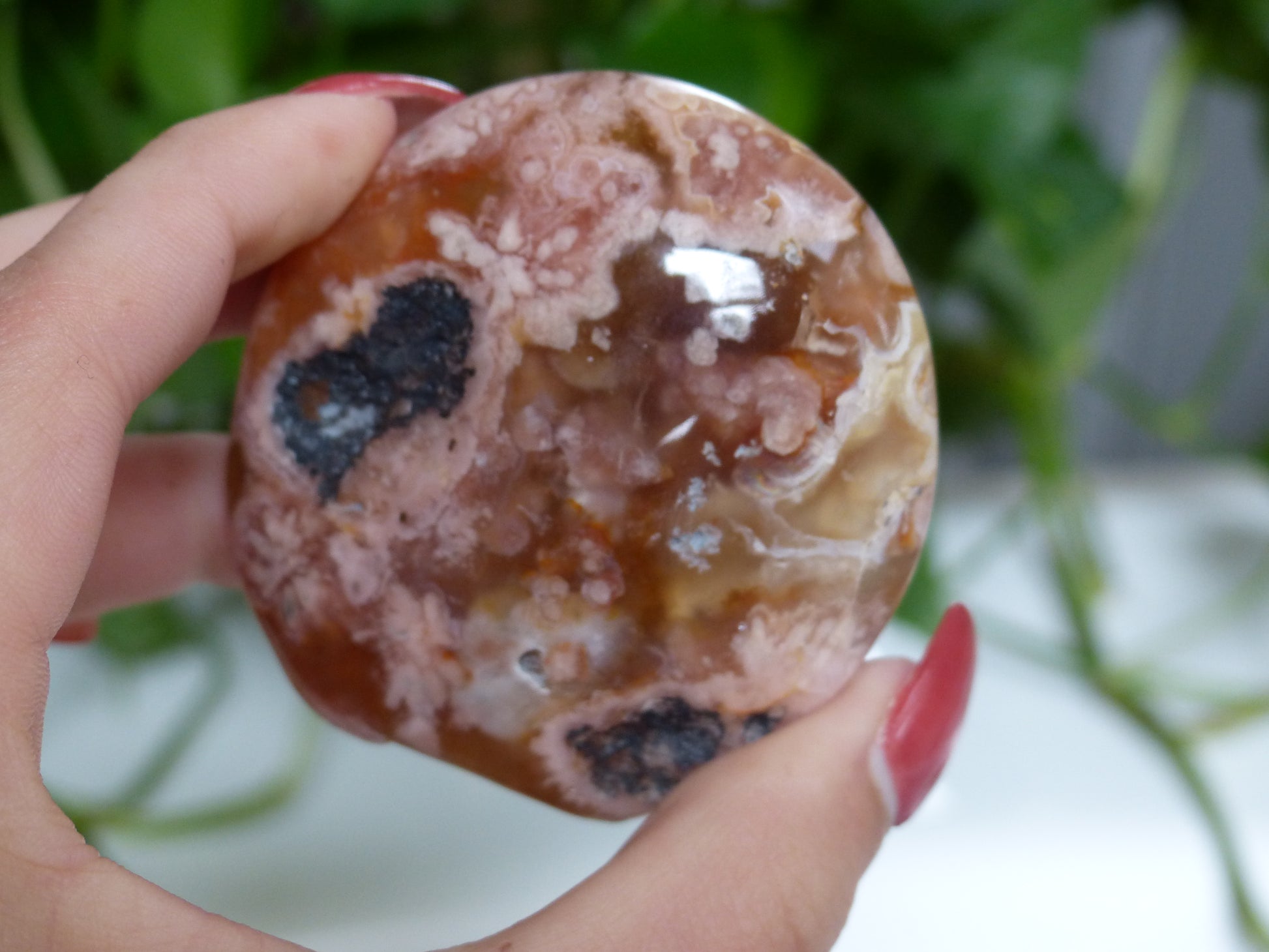 Flower Agate Palm Stone (#17) - Simply Affinity